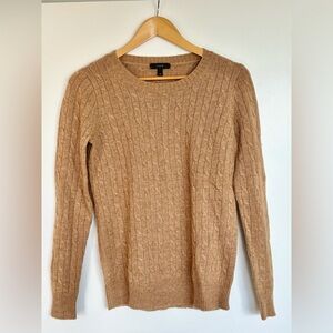 J. Crew 17” PTP Wool Blend Cable Knit Sweater, Tan, Size XS.